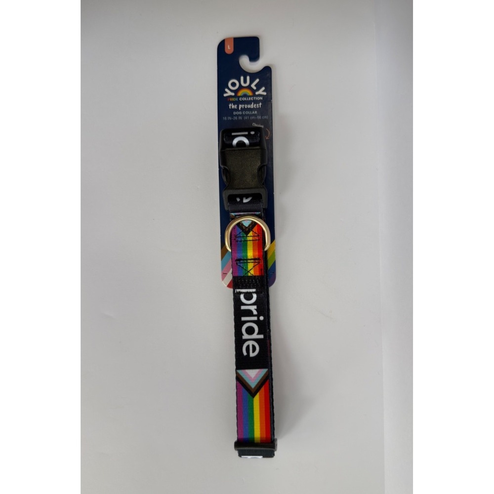 Youly Pride Dog Collar Large 16-26" Rainbow Adjustable Petco NWT
